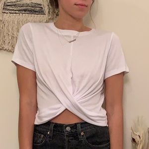 ASOS white wrap tie front short sleeve t-shirt - S